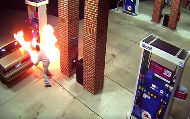 Dude Tries To Kill Spider With Fire At A Gas Station:  Goes As Well As Planned
