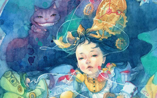 Alice In Wonderland Re-imagined With Japanese Artwork: Gorgeous Watercolor