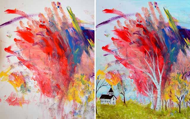 Mother Turns 3-Year-Old Daughter’s Drawings Into Paintings