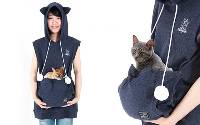 Cat Hoodie With Big Pocket Space To Carry Kitty Around