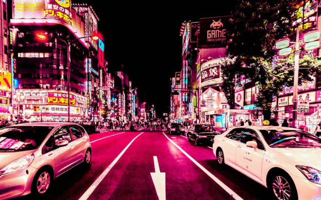 Nighttime Tokyo Photography Colors Modern Metropolis In Pink