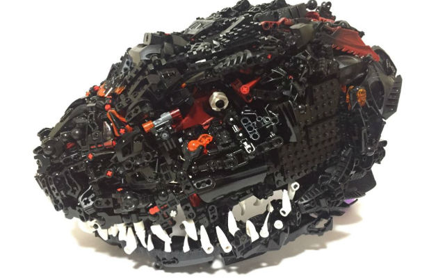 Here’s A Creepy Godzilla Mask Made Out Of LEGOS