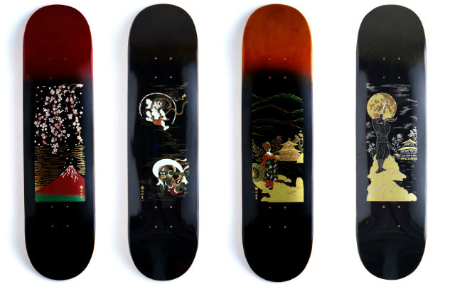 Get Noticed On Handmade Urushi Lacquer Skateboards In Traditional Japanese Designs