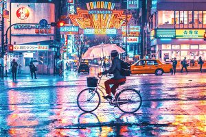 Dazzling Photos of Osaka At Night After Typhoon Lan