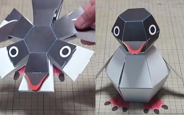 The Amazing Pop-Up Penguin Bomb papercraft  Origami teddy bear version