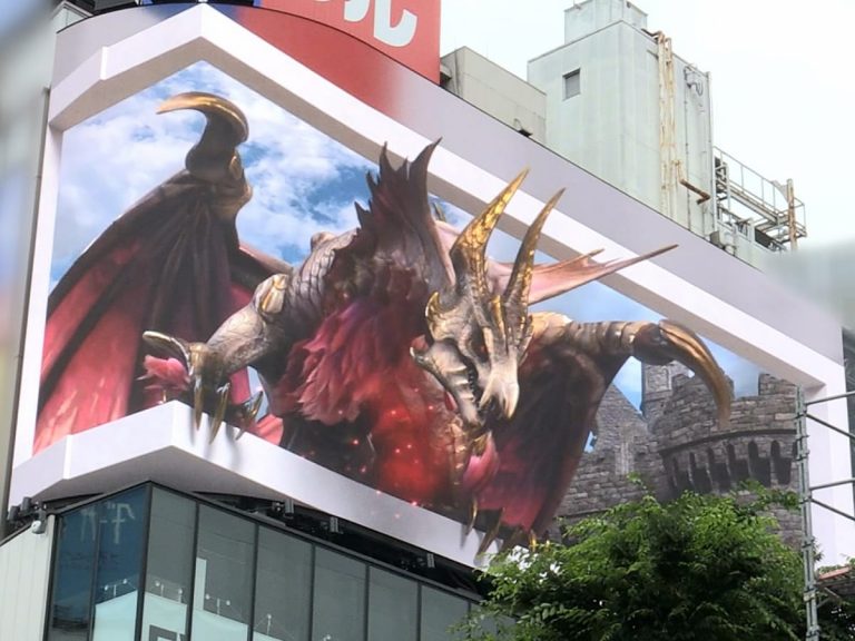 Malzeno from Monster Hunter Rise: Sunbreak hijacks 3D digital ad space in downtown Tokyo