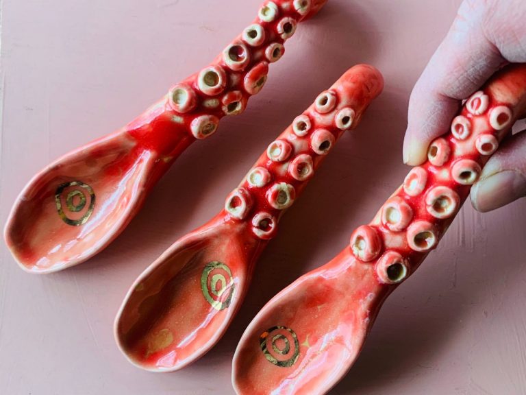 Slither into seafood dishes with Japanese ceramic tentacle and eel spoons