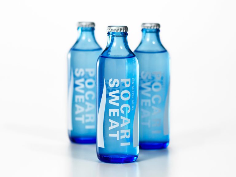 Japanese sports drink’s returnable glass bottles have a cute retro design