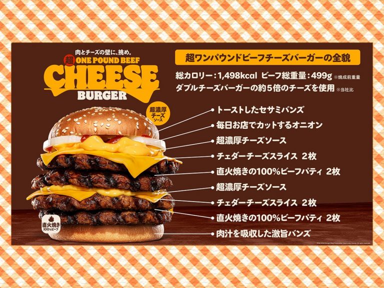 “Super One Pound Beef Cheeseburger” drops in time for “Good Meat Day” at Burger King Japan