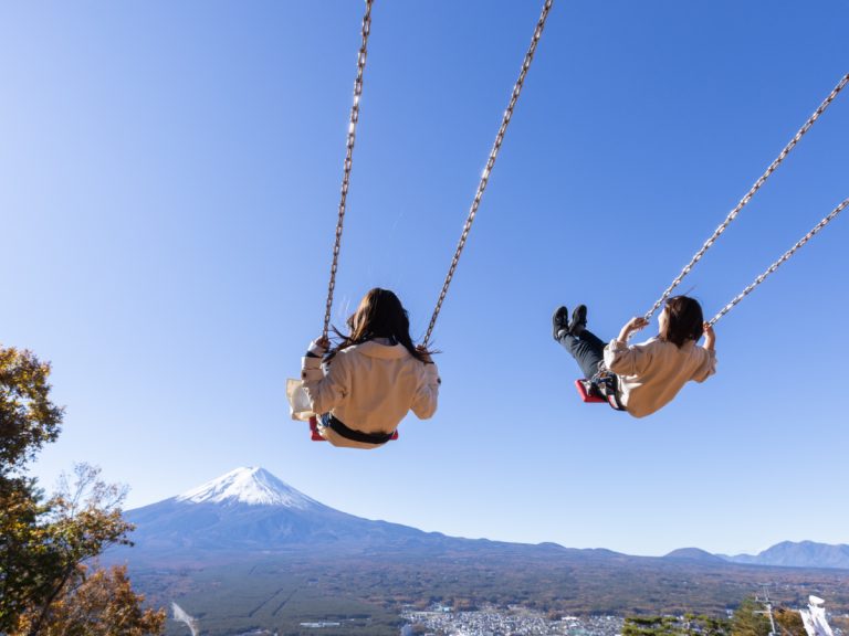 See Mount fuji swing into view at the Mt. Fuji Panoramic Ropeway Park