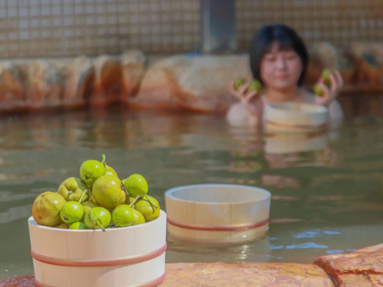 Take a dip in a bath full of pears to tackle heat rash and food wastage