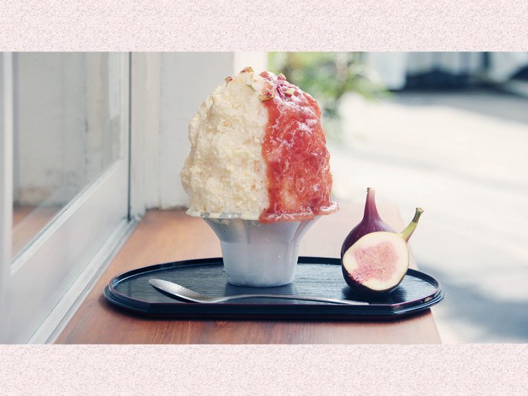 Usher in Early Fall with Kakigori Shaved Ice Topped with Shiro-Miso Cheese and Fig Sauce