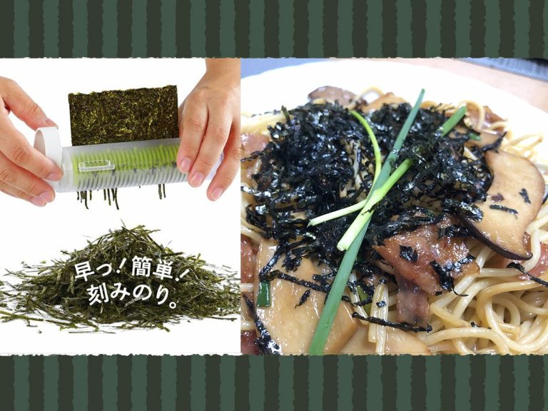 We tried this convenient nori shredder and made a delicious mushroom soy butter pasta dish