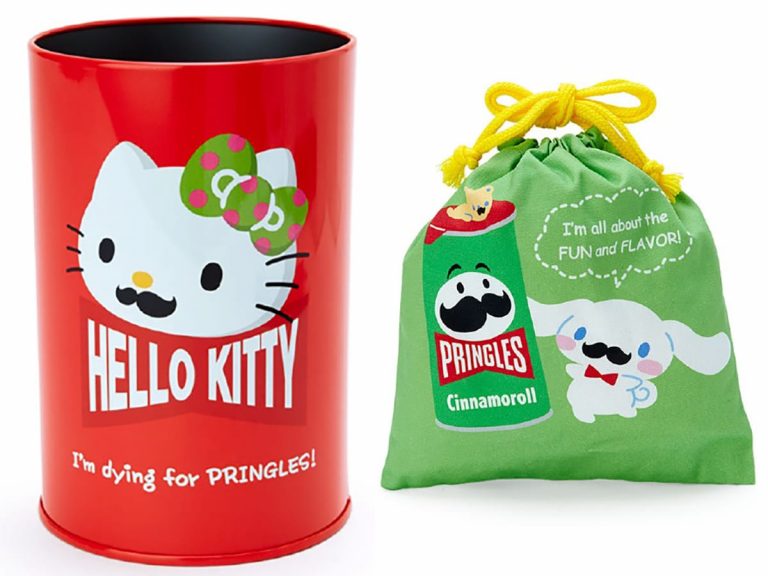 Mustachioed Hello Kitty and Cinnamoroll adorn Pringles cans, cute goods in first-ever collab