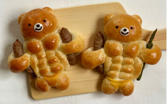 Japanese baking artist creates adorably buff bread bear bodybuilders