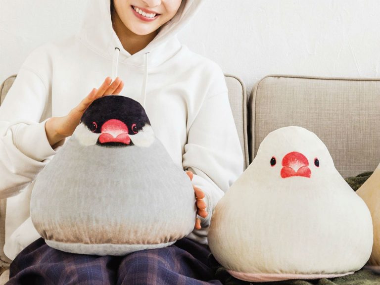 Mochi Java sparrow cushions provide heated cuddles and get fluffier as you stuff them