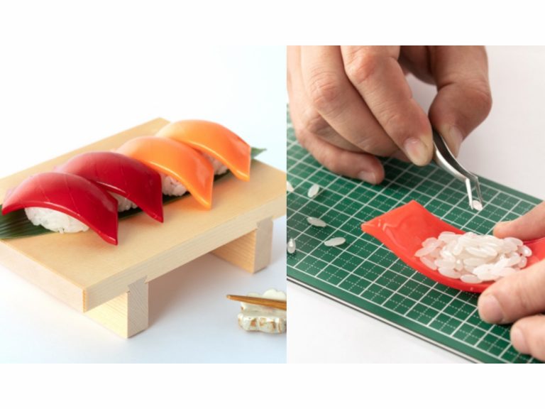 Full scale sushi plastic model can be built using each of 364 rice grains one at a time