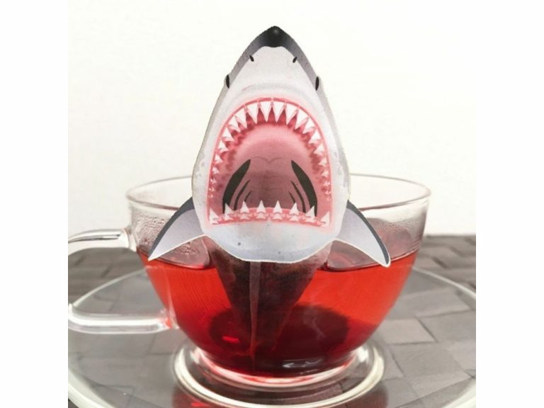 Enjoy swimming with the sharks with bloody red hibiscus shark tea bags