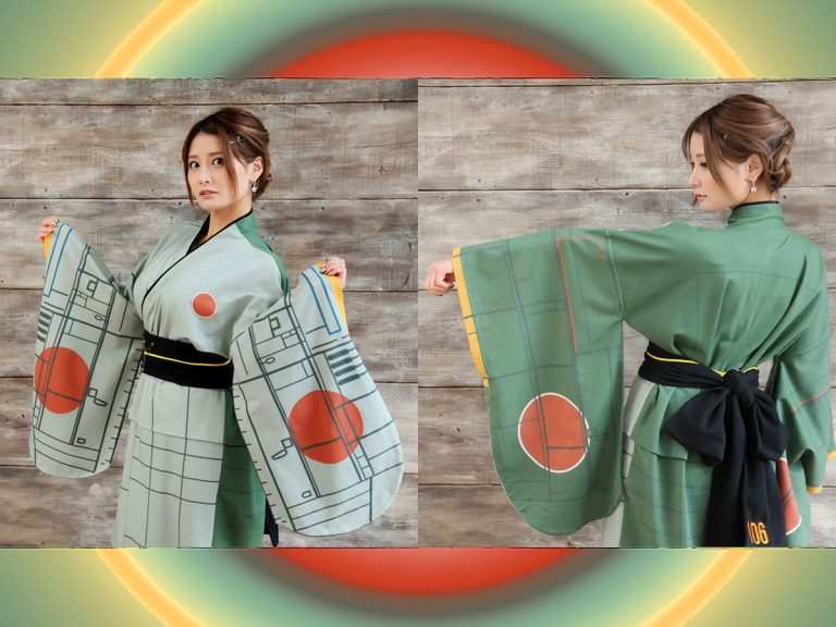 Make a bold statement with this striking Zero Fighter Model 52 kimono