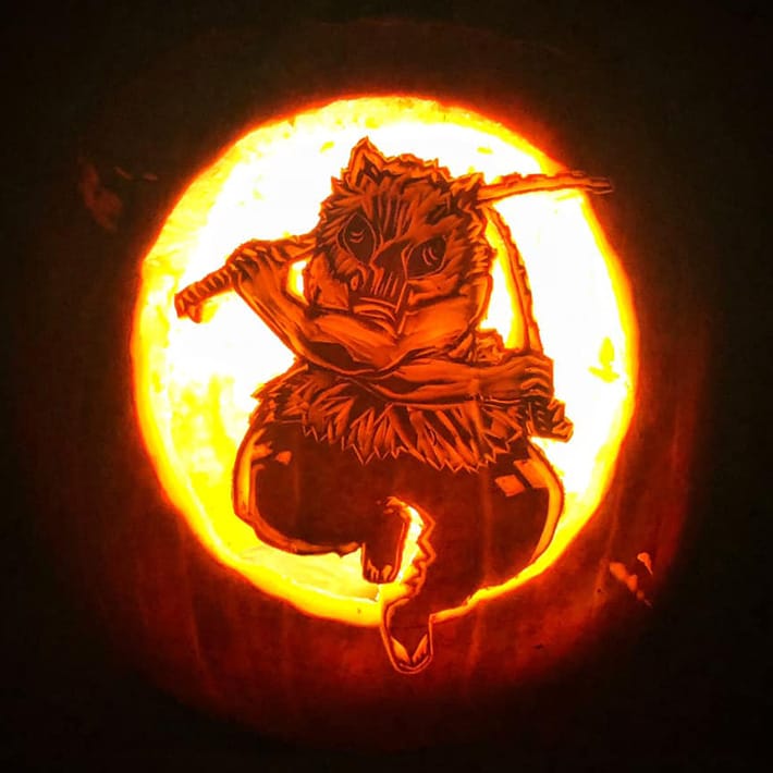 Demon Slayer Pumpkin Stencil