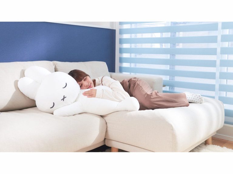 Cuddle up with adorable giant sleepy rabbit plushie designed by Miffy creator D. Bruna