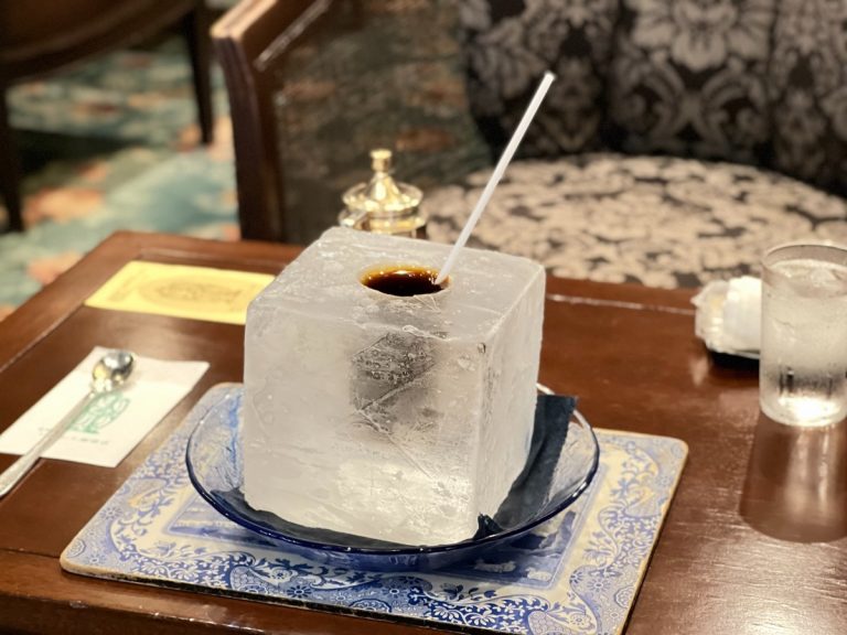 Japanese retro coffee house has a very cool way of serving your iced coffee.  Literally.