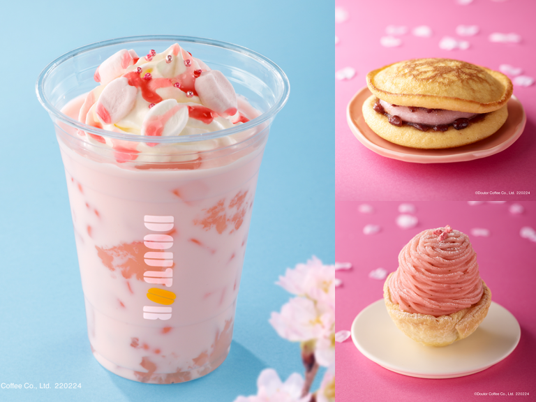 Japan’s Doutor Coffee sakura lineup includes mochi marshmallow cherry blossom drinks and more