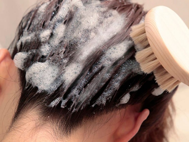 Curb dandruff and odor with white horsehair scalp brush from traditional Japanese brush shop