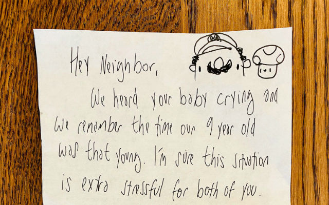 Dad gets note from neighbor about crying baby, fears worst, receives heartwarming gesture during cornavirus stress
