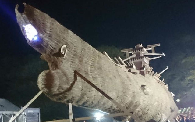 Japanese Harvest Festival Displays Massive “Scarecrow” Of Space Battleship Yamato