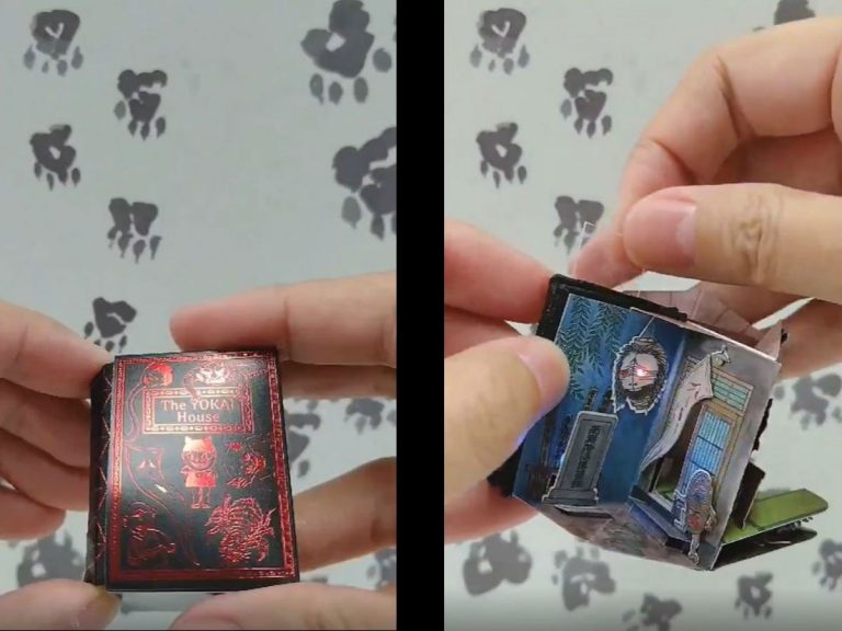 Artist crafts amazing miniature pop-up book dollhouse of Japanese demons