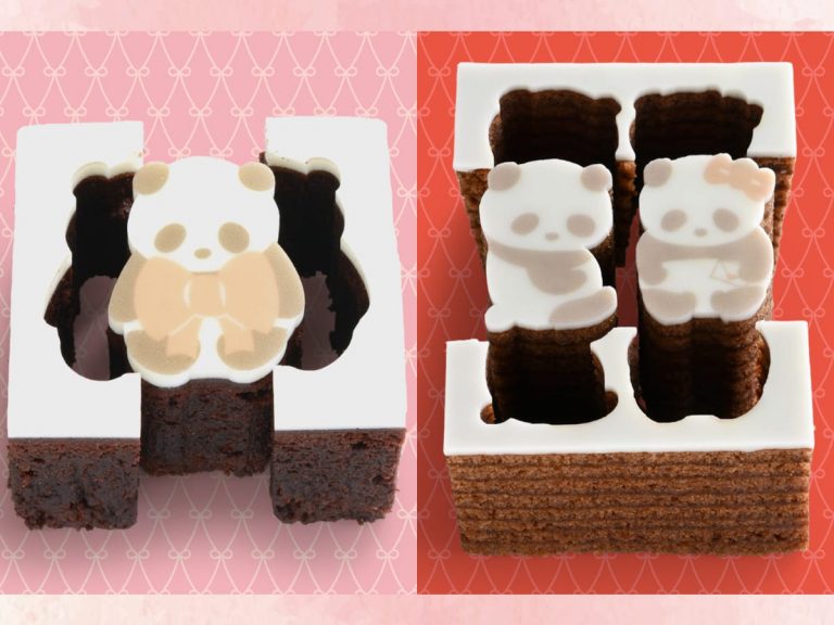 Cut out Baumkuchen cakes feature lovestruck pandas for Valentine’s Day
