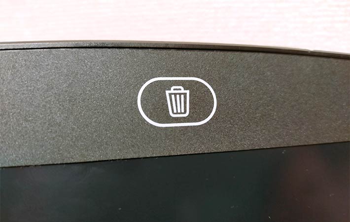 ダイソー電子メモパッドの『ゴミ箱マーク』