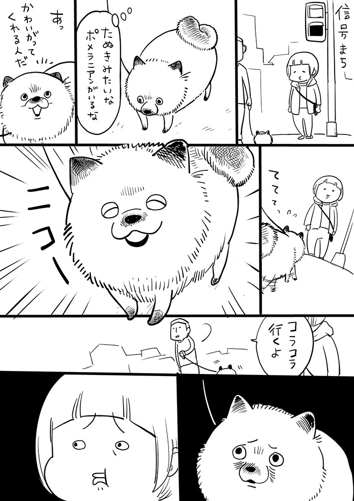 松本ひで吉さんが見知らぬ犬と出会った漫画画像