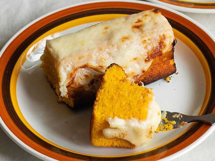 かぼちゃのバウムクリームチーズトーストの写真