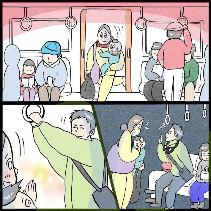 電車での出来事を描いた漫画