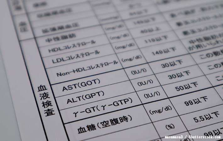 血液検査の診断表の写真