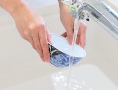 食器を洗っている女性の手