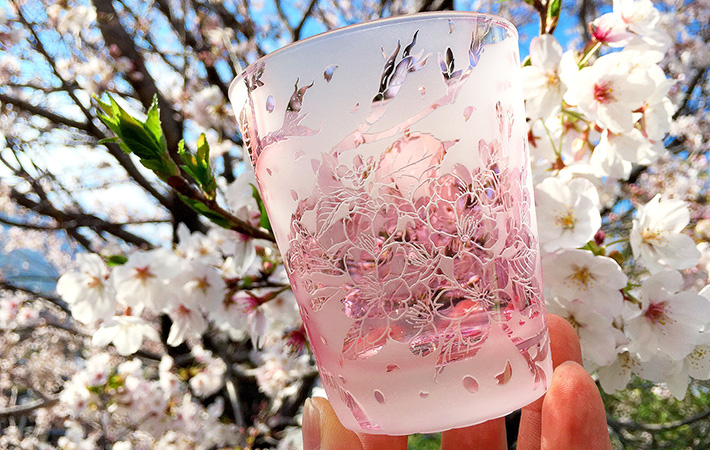 紫紅桜グラス【サンドブラスト】の画像