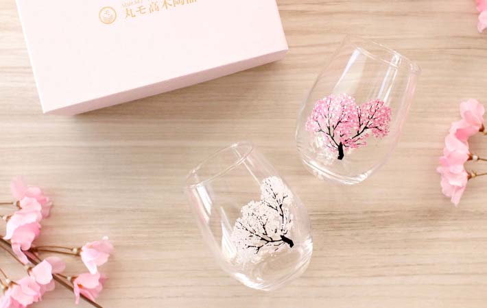 【温度で色が変わるグラス】冷感桜　フリーグラスペアセット』の画像