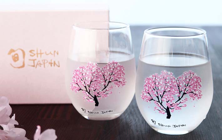 【温度で色が変わるグラス】冷感桜　フリーグラスペアセット』の画像