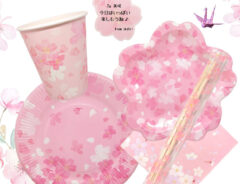 桜デザインおしゃれ紙食器セットの画像