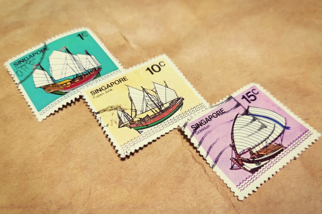 船の絵柄の切手の画像