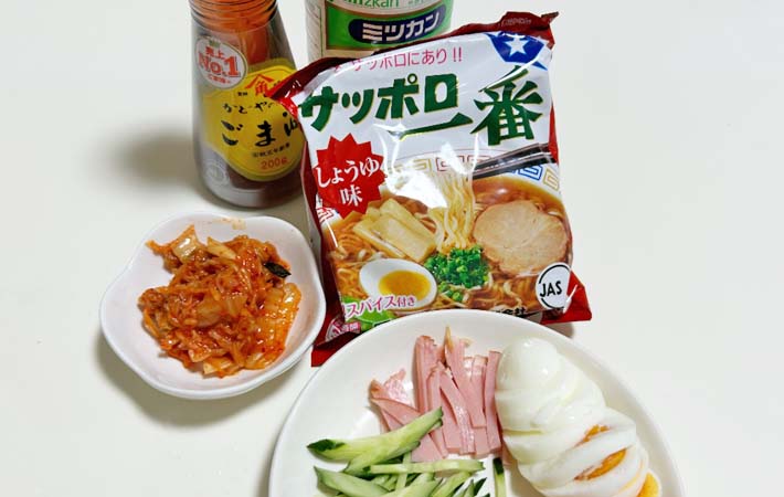 『冷やしサッポロ一番 冷麺風しょうゆ』の材料写真