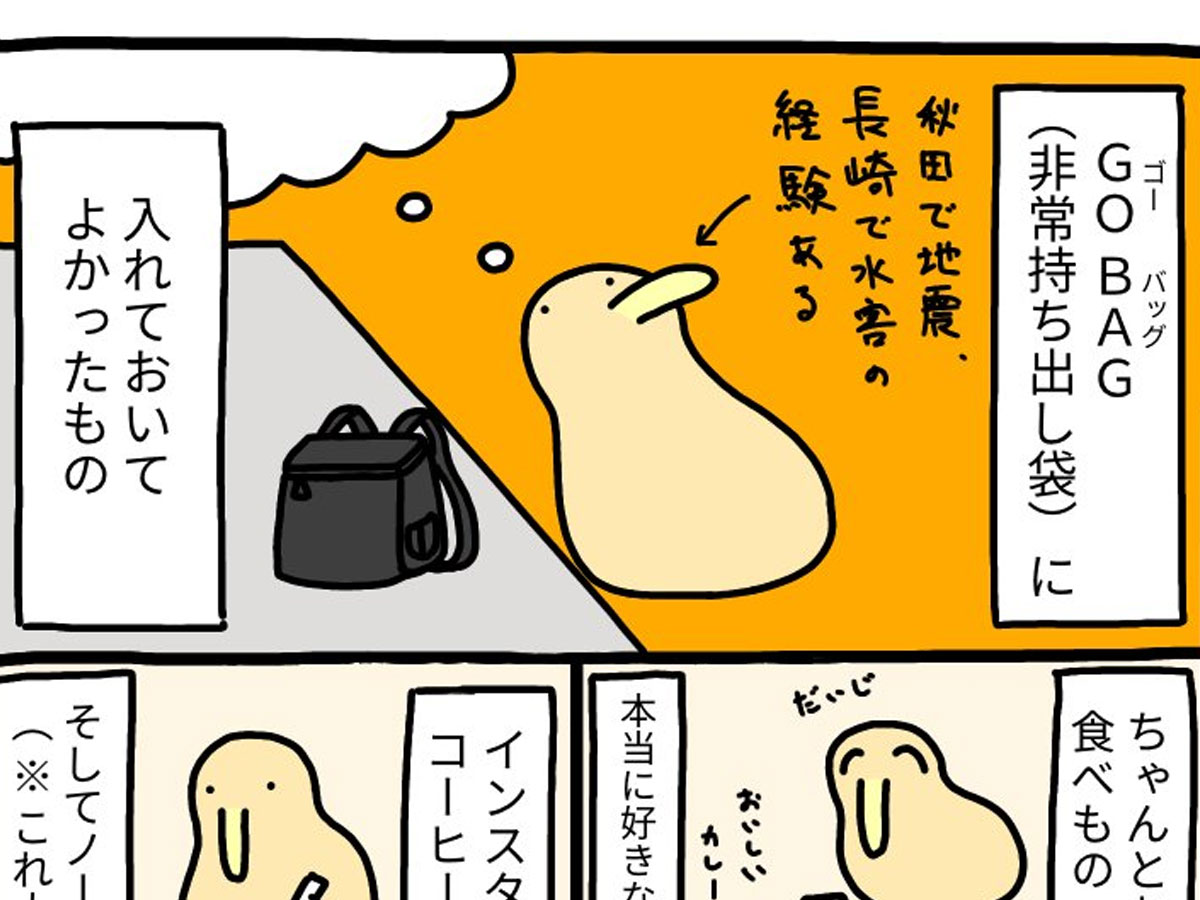 『非常持ち出し袋に入れておいて本当によかったもの』の漫画画像