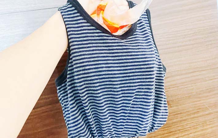 子供服でリメイクエコバッグを作った写真