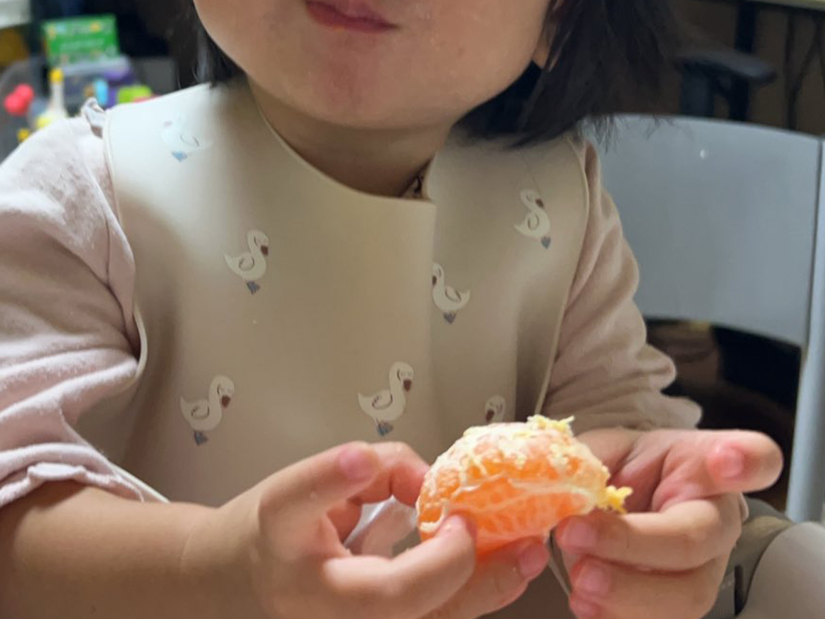 ミカンを食べる子供の写真