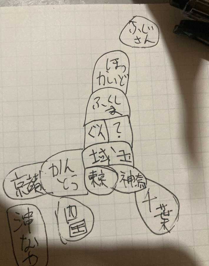 手描きの日本地図