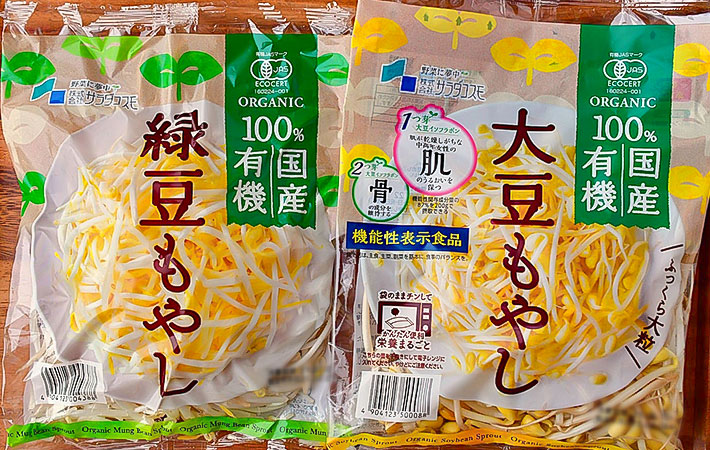 緑豆モヤシと大豆モヤシの写真