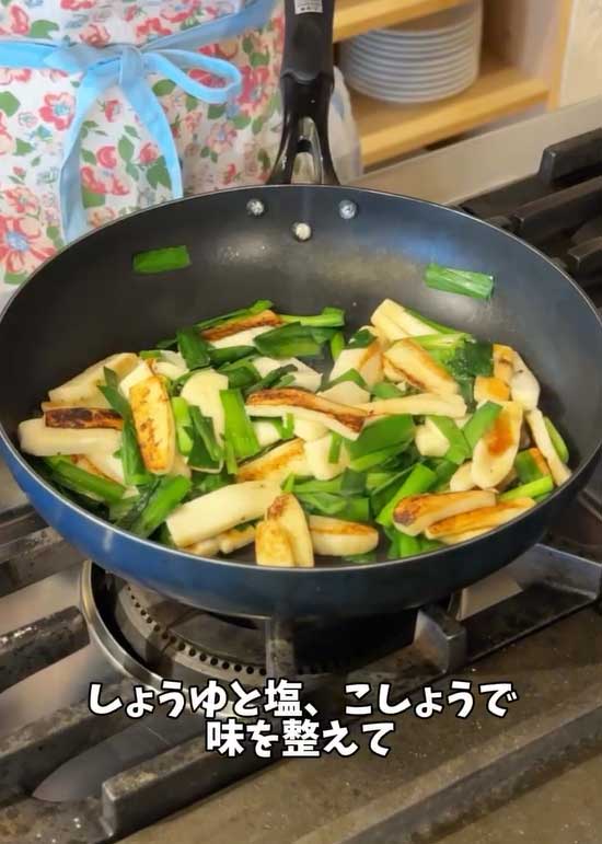 ニラはんぺんマヨ炒め